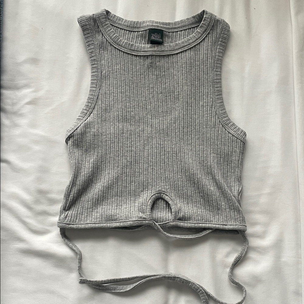 Gray Ribbed Tank Top